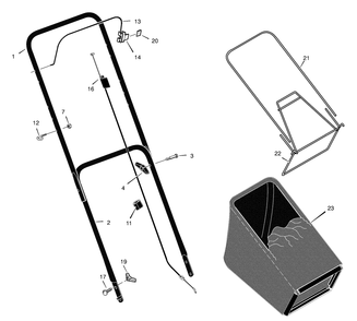 Handle And Bag Assembly Diagram and Parts List for 22265X31D 2003 Briggs and Stratton Lawn Mower